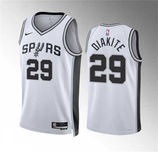 Men%27s San Antonio Spurs #29 Mamadi Diakite White Association Edition Stitched Basketball Jersey Dzhi